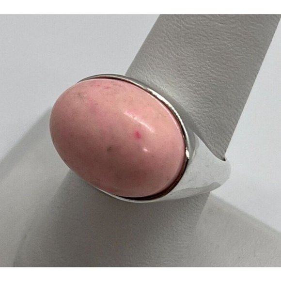 925 STERLING SILVERRING & PINK AGATESIZE 7.5